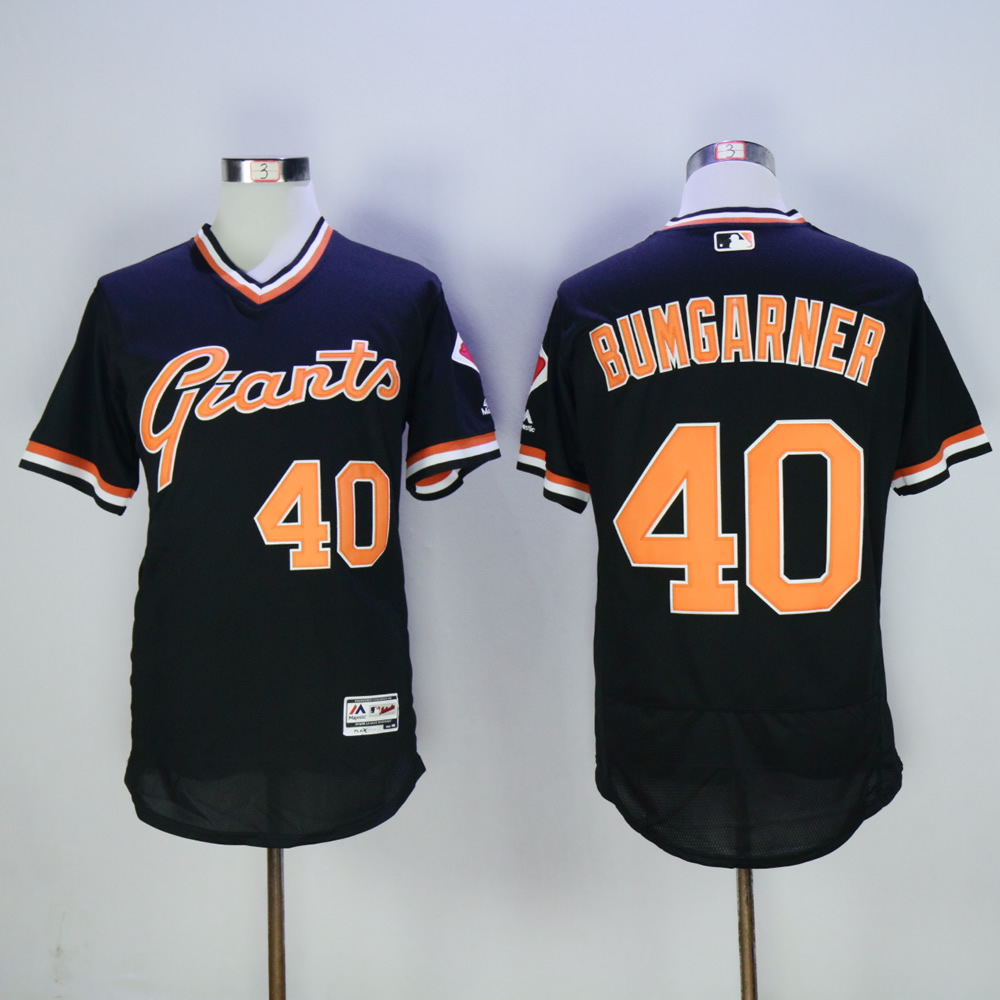 Men San Francisco Giants #40 Bumgarner Black Throwback MLB Jerseys->san francisco giants->MLB Jersey
